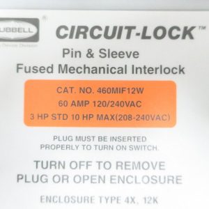 new Hubbell 460MIF12W Circuit-lock F Mechanical Interlock 120/240v-ac